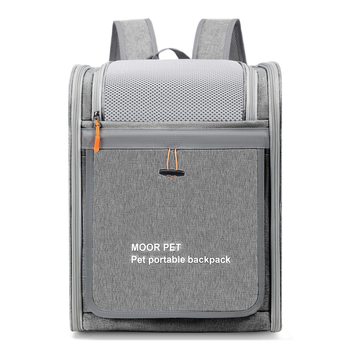 Qpets® Pet Backpack Carrier for Cats & Small Dogs, Oxford Cloth Breathable Mesh Travel Bag with Anti-Anxiety Front Cover Panel Design, Puppy & Kitten Outdoor Hiking Carrier, 42x33x28cm