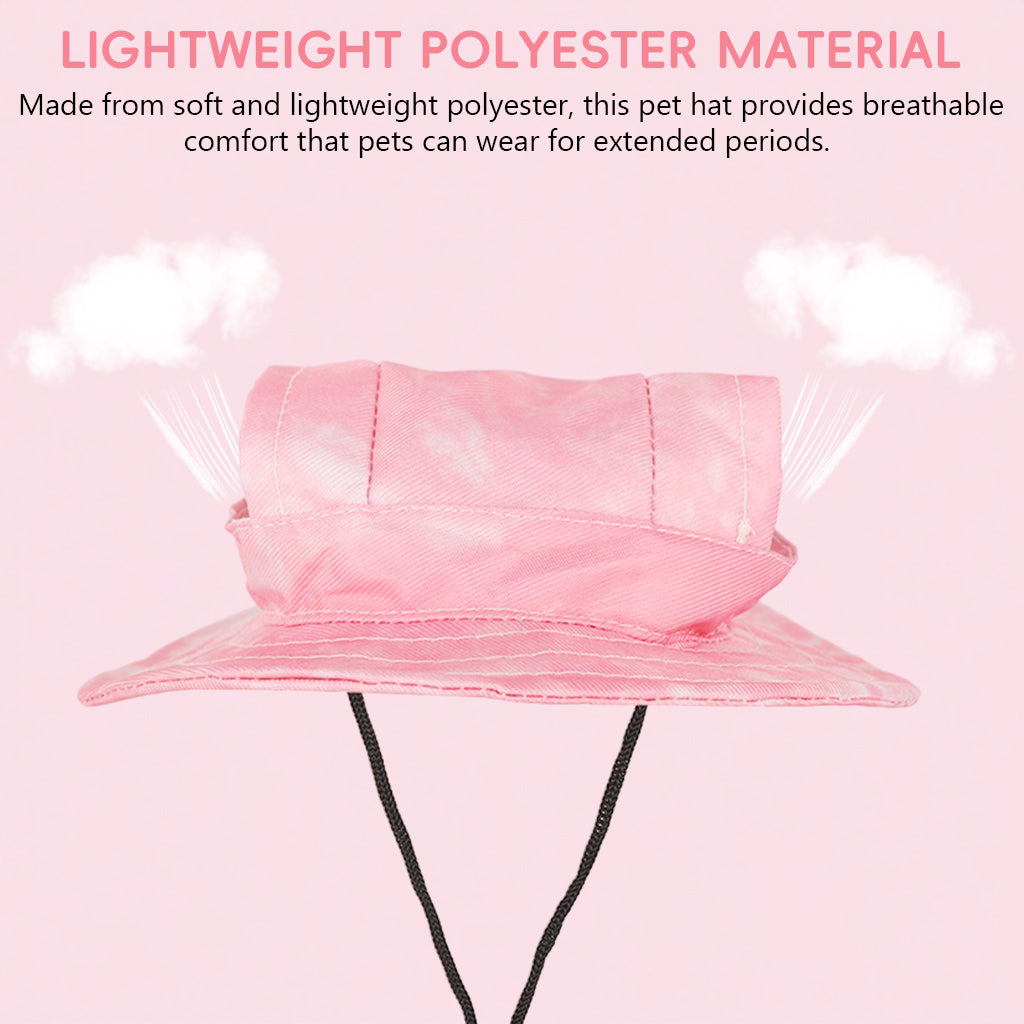 Qpets® Sun Hat for Small Dogs & Cats - Adjustable Drawstring Pet Hat with Tie-Dye Design, Lightweight Sun Protection Cap for Outdoor, Beach & Photography Prop - for Puppy Kitten Summer Fashion