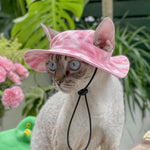 Qpets® Sun Hat for Small Dogs & Cats - Adjustable Drawstring Pet Hat with Tie-Dye Design, Lightweight Sun Protection Cap for Outdoor, Beach & Photography Prop - for Puppy Kitten Summer Fashion