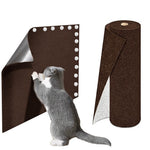 Qpets® Cat Scratcher Pad 4x100cm Self-Adhesive Thicken Furniture Protector Surface Guard Wrap with 10Pcs Invisible Spiral Twist Pins, for Sofa, Leather Couch, Wall -Brown