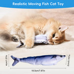 Qpets® Moving Fish Cat Tool 7in Interactive Pacific Saury Plush with Tail Flick Motion USB Rechargeable Cat Kick Playing for Indoor Cats Exercise Play