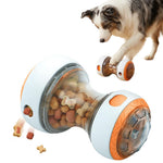 Qpets® Dog Interactive Treat Dispenser Toy, Dumbbell Shape Dog Slow Feeder Non-Slip Feeder Designed Light and Sound, Treat Dispensing Toys Dogs Interactive Chew Toy for Small, Medium & Large Dogs