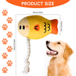 Qpets® Dog Chew Toys, Puppy Teething Toys Squeaky Fish Pet Toy with Braided Rope Tail, Plush Chew Toy for Dogs and Cats, Interactive Tug and Dental Play Tool for Tugging, Teething Cleaning and Chewing