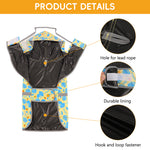 Qpets® Dog Raincoat with Clear Hood, Reflective Pet Raincoat Jacket Pet Poncho Lightweight Pet Rain Clothes with Adjustable Belly Strap Leash Hole Stylish Tropical Leaves & Orange Pattern, 2XL