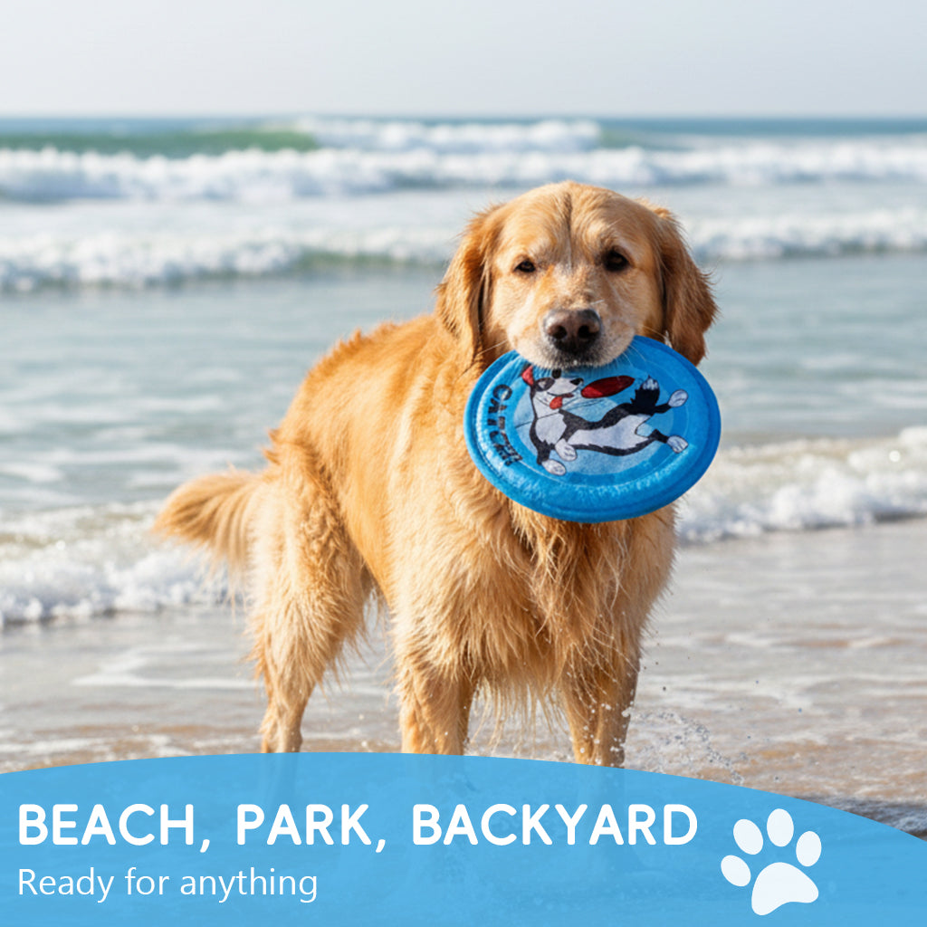 Qpets® 8.8" Flying Saucer Dog, Nylon Oxford Cloth Dog Flying Disc Lightweight Dogs Flyer Toys Outdoor Flat Throw Toy Soft Durable Fetch Toy for Small Large Dogs (Blue)