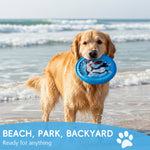 Qpets® 8.8" Flying Saucer Dog, Nylon Oxford Cloth Dog Flying Disc Lightweight Dogs Flyer Toys Outdoor Flat Throw Toy Soft Durable Fetch Toy for Small Large Dogs (Blue)