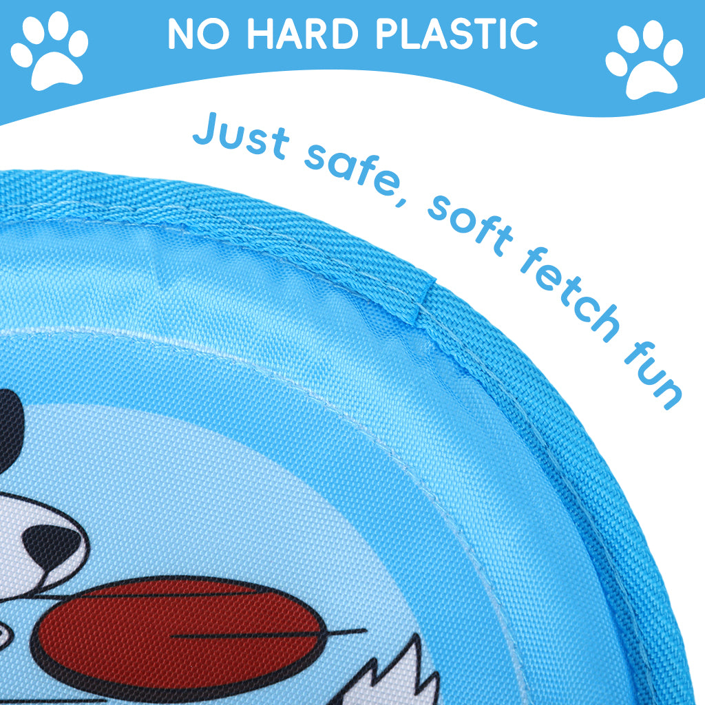 Qpets® 8.8" Flying Saucer Dog, Nylon Oxford Cloth Dog Flying Disc Lightweight Dogs Flyer Toys Outdoor Flat Throw Toy Soft Durable Fetch Toy for Small Large Dogs (Blue)