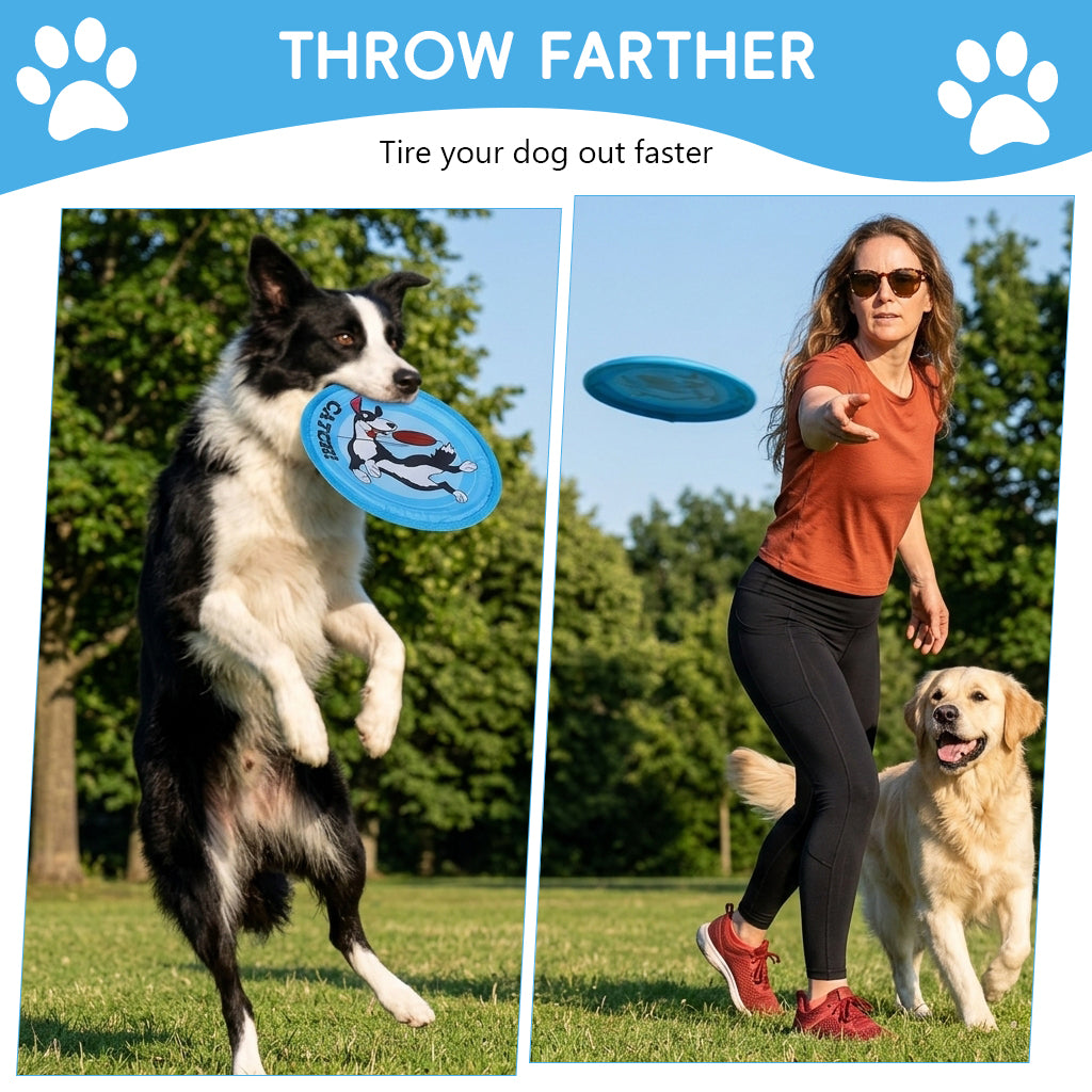 Qpets® 8.8" Flying Saucer Dog, Nylon Oxford Cloth Dog Flying Disc Lightweight Dogs Flyer Toys Outdoor Flat Throw Toy Soft Durable Fetch Toy for Small Large Dogs (Blue)