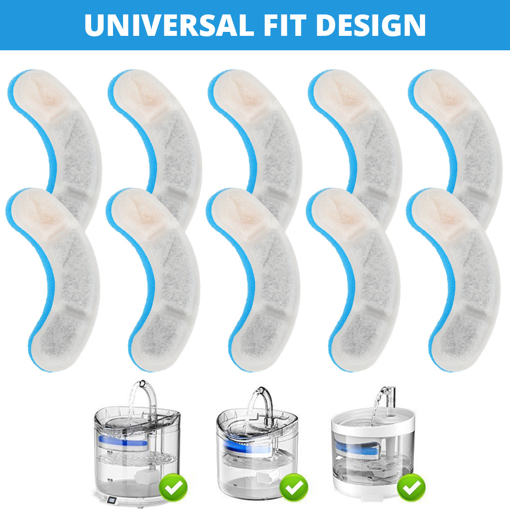 Qpets® 10Pcs Cat Water Fountain Filters, NonWoven Cat Water Dispenser Filter Replacement Pet Filter with Activated Carbon and Resin Compatible with Most Automatic Cat Water Dispenser, 11x1cm