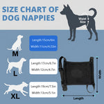 Qpets® Female Dog Diaper Wrap with 3 Pads, Breathable Mesh Dog Diapers for Female Dogs, Tail-Friendly Design, Quick Release Buckle & Adjustable Straps, for Heat Cycle Incontinence Training, Size M