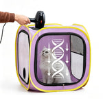 Qpets® Pet Drying Box for Cats & Small Dogs, Foldable Hair Dryer Tent with Mesh Ventilation, Dual Vent Quick Pet Grooming Dryer Enclosure, Waterproof Oxford Cloth Travel Drying Cage, 50x50x50cm