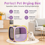 Qpets® Pet Drying Box for Cats & Small Dogs, Foldable Hair Dryer Tent with Mesh Ventilation, Dual Vent Quick Pet Grooming Dryer Enclosure, Waterproof Oxford Cloth Travel Drying Cage, 50x50x50cm
