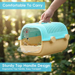 Qpets® Small Pet Carrier Cage for Birds, Hamsters & Small Animals, Portable Ventilated Travel Carrier with Transparent Door & Water Bottle, Lightweight PP Pet Transport Box