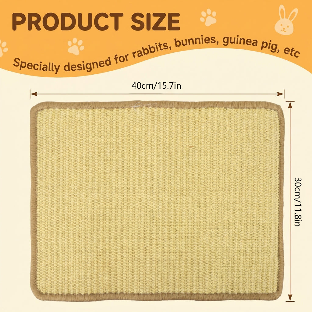 Qpets® Rabbit Cage Mat, 15.7" x 11.8" Natural Woven Cooling Mat Rabbit House Mats Durable Pet Cage Mats Breathable Chew-Resistant Dog Bed Pet Sleeping Pad for Rabbit, Guinea Pigs & Hamsters