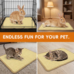 Qpets® Rabbit Cage Mat, 15.7" x 11.8" Natural Woven Cooling Mat Rabbit House Mats Durable Pet Cage Mats Breathable Chew-Resistant Dog Bed Pet Sleeping Pad for Rabbit, Guinea Pigs & Hamsters