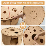 Qpets® Generic Pet Cat Tunnel Bed Nest Hideout Tube for Kitten, Hamster, Bunny Indoor Cats, Brown-Khaki