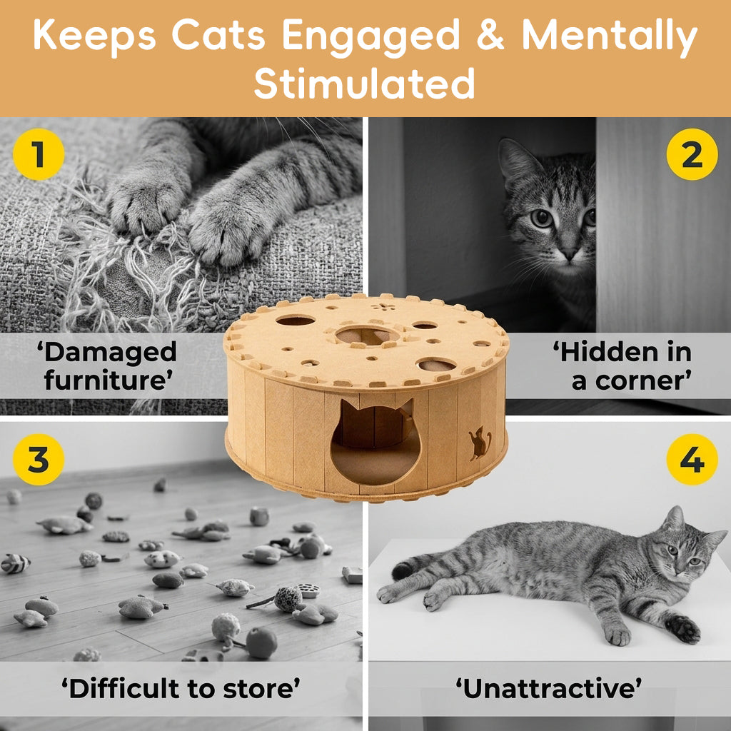 Qpets® Generic Pet Cat Tunnel Bed Nest Hideout Tube for Kitten, Hamster, Bunny Indoor Cats, Brown-Khaki