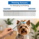 Qpets® Professional Pet Grooming Scissors Kit, Stainless Steel Dog & Cat Grooming Shears Set with Straight, Thinning & Curved Scissors, Comb, & Storage Bag for Home & Salon Use