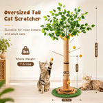 Qpets® 45" Tall Cat Scratching Post with Sisal Rope for Indoor Cats Adults Kittens, Scratcher Tree with Hanging Balls, Self Groomer, Track Balls - Brown