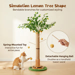 Qpets® 45" Tall Cat Scratching Post with Sisal Rope for Indoor Cats Adults Kittens, Scratcher Tree with Hanging Balls, Self Groomer, Track Balls - Brown