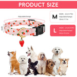 Qpets® Pink Strawberry Dog Collar Sweet Spring Summer Collars with Cute Strawberries Pattern for Female Girl Small Medium Large Dog-Pink-L