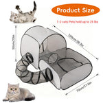 Qpets Foldable Cat Playpen with Detachable Surround Tunnel, Breathable Mesh and Carry Bag