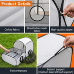Qpets Foldable Cat Playpen with Detachable Surround Tunnel, Breathable Mesh and Carry Bag