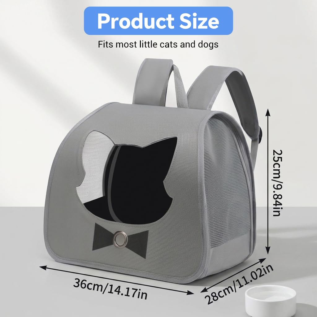 Qpets Foldable Pet Backpack Carrier with Breathable Mesh and Transparent Panels for Cats and Small Dogs