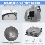 Qpets Foldable Pet Backpack Carrier with Breathable Mesh and Transparent Panels for Cats and Small Dogs