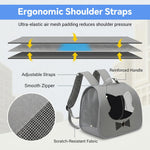 Qpets Foldable Pet Backpack Carrier with Breathable Mesh and Transparent Panels for Cats and Small Dogs