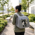 Qpets Foldable Pet Backpack Carrier with Breathable Mesh and Transparent Panels for Cats and Small Dogs