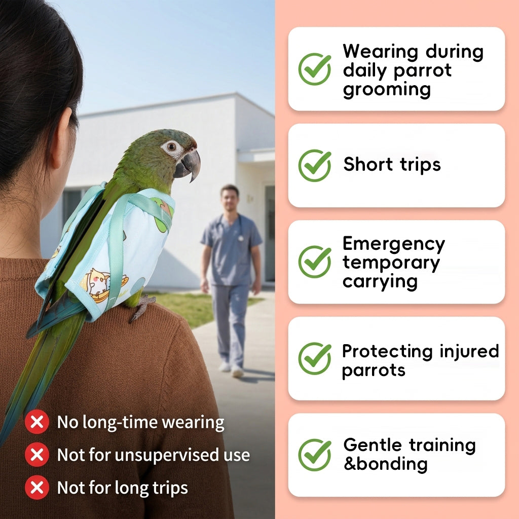 Qpets® Parrot Travel Cage - Escape-Proof Vest Harness | Bird Carrier with Handle Parakeet Travel | Escape-Proof Outdoor Vests for Cockatiel Parakeet Finch Outdoor Indoor Walking Park Garden-Blue-L