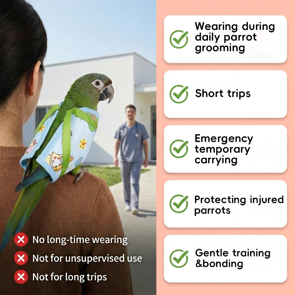 Qpets® Parrot Travel Cage - Escape-Proof Vest Harness | Bird Carrier with Handle Parakeet Travel | Escape-Proof Outdoor Vests for Cockatiel Parakeet Finch Outdoor Indoor Walking Park Garden-Blue-XL
