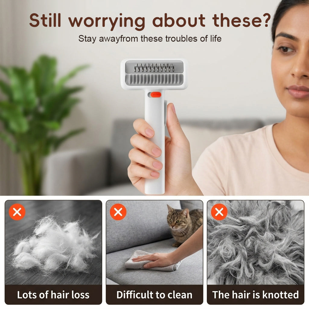 Qpets® 2-IN-1 Pet Self-Detangling & Grooming Comb,