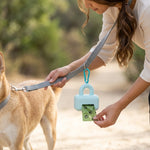 Qpets® Dog Poop Bag Holder,1 PCS Silicone Pet Waste Bag Dispenser with Metal Hook Fits Any Leash for Pet Dog-Blue