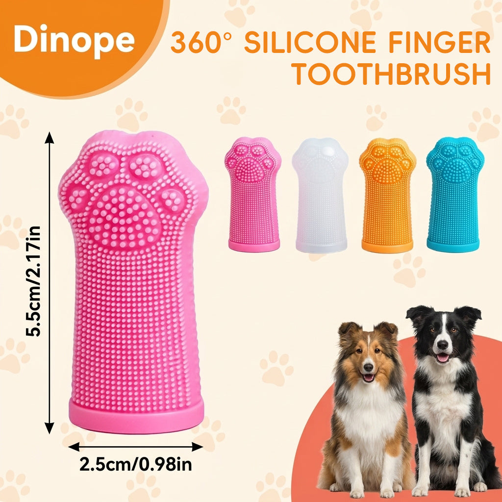 Qpets® Dog Finger Toothbrush Set Silicone Cleaning Finger Teeth Brush with Gum Massage Design for Medium and Large Dogs