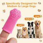 Qpets® Dog Finger Toothbrush Set Silicone Cleaning Finger Teeth Brush with Gum Massage Design for Medium and Large Dogs
