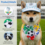 Qpets® Football Print Dog Baseball Cap and Bandana for Medium Dogs Summer Waterproof Pet Sun Hats with Ear Holes Adjustable Drawstring Football Hat and Bandana-Blue-L