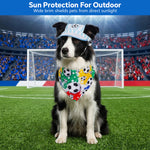 Qpets® Football Print Dog Baseball Cap and Bandana for Medium Dogs Summer Waterproof Pet Sun Hats with Ear Holes Adjustable Drawstring Football Hat and Bandana-Blue-L