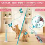 Qpets Rechargeable Butterfly Cat Toy with Flexible Cord, Suction-Cup Base and Two Play Modes