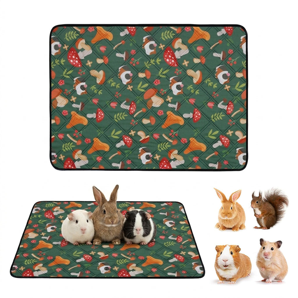 Qpets® 1 Pack Guinea Pig Bedding, Washable Guinea Pig Cage Liner Reusable Guineas Pigs Mat Waterproof Guineas Pigs Bedding for Cage, Super Absorbant Pee Pads for Small Animals-Dark Green