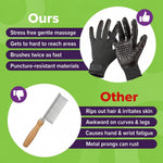 Qpets® Pet Grooming Bathing Gloves with Silicone Nubs, Deshedding & Massage Rubber Mitts Stretchy Pet Brush Gloves for Dogs & Cats, Bath Cleaning, Shedding Control, Fur Removal & Grooming