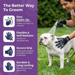 Qpets® Pet Grooming Bathing Gloves with Silicone Nubs, Deshedding & Massage Rubber Mitts Stretchy Pet Brush Gloves for Dogs & Cats, Bath Cleaning, Shedding Control, Fur Removal & Grooming