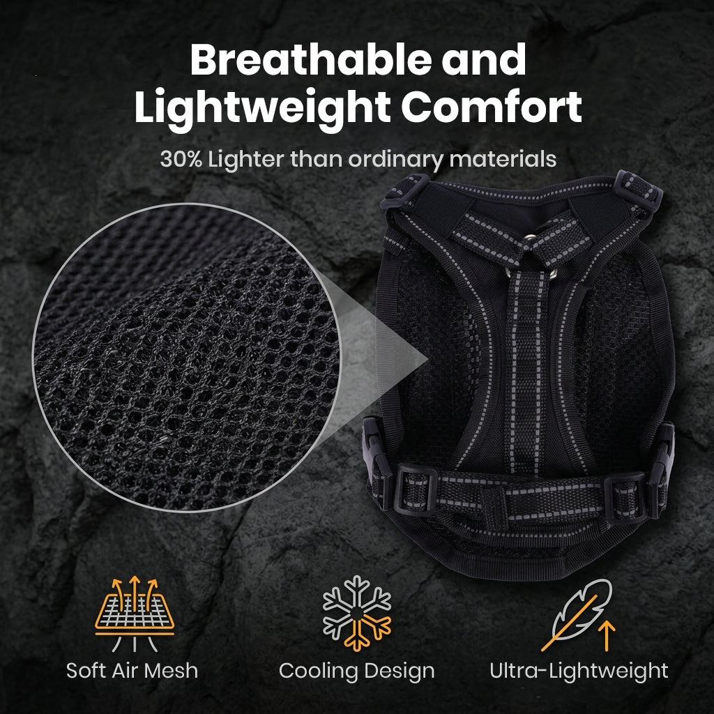 Qpets® Cat Harness Adjustable Escape Proof Soft Mesh Vest with Reflective Design and Handle for Walking Training Outdoor Use
