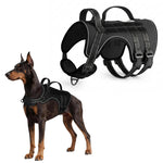 Qpets® Dog Harness Heavy Duty Adjustable No Pull Pet Vest with Molle System Reflective Padding for Walking Hiking Training Black M