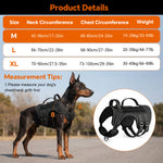 Qpets® Dog Harness Heavy Duty Adjustable No Pull Pet Vest with Molle System Reflective Padding for Walking Hiking Training Black M