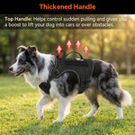 Qpets® Dog Harness Heavy Duty Adjustable No Pull Pet Vest with Molle System Reflective Padding for Walking Hiking Training Black M