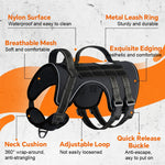 Qpets® Dog Harness Heavy Duty Adjustable No Pull Pet Vest with Molle System Reflective Padding for Walking Hiking Training Black M
