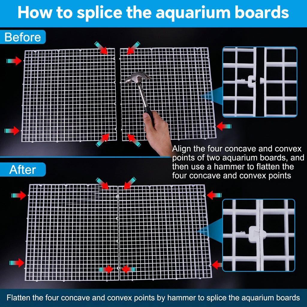 Qpets® Aquarium Lid Hood Fish Tank Cover Plastic Grid Panel with Clips for Terrarium and Aquarium Use