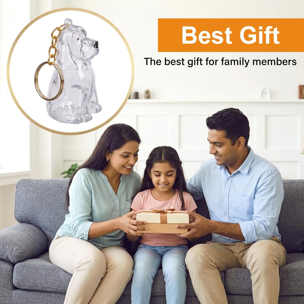 Qpets Dog Fur Keepsake Pendant in Clear Plastic with Secure Metal Ring Clasp for Daily Carry